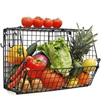 Cestas de Cocina Colgantes para el Almacenamiento de Frutas y Verduras con Ganchos S- Cesta de Alambre de Pared Prémium…